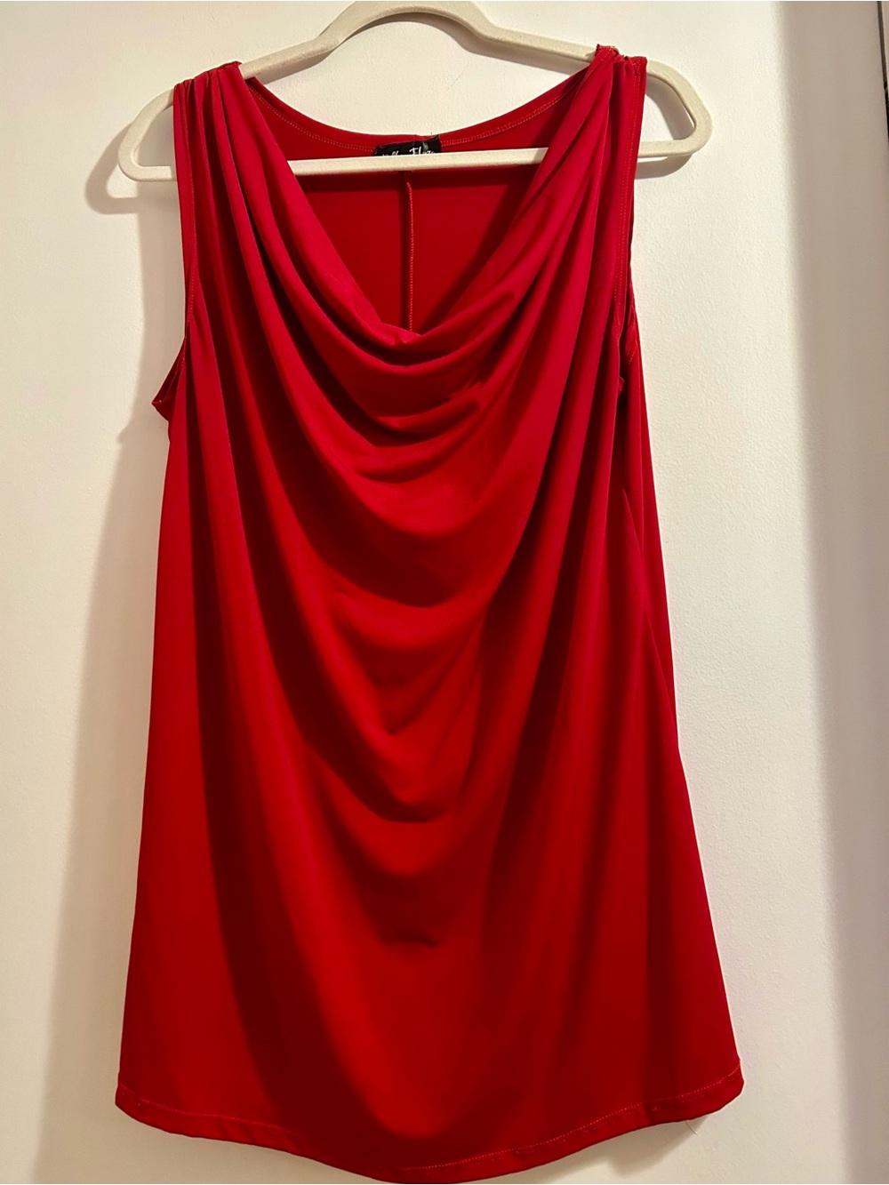 Red Sleeveless Draped Neck Tank Top